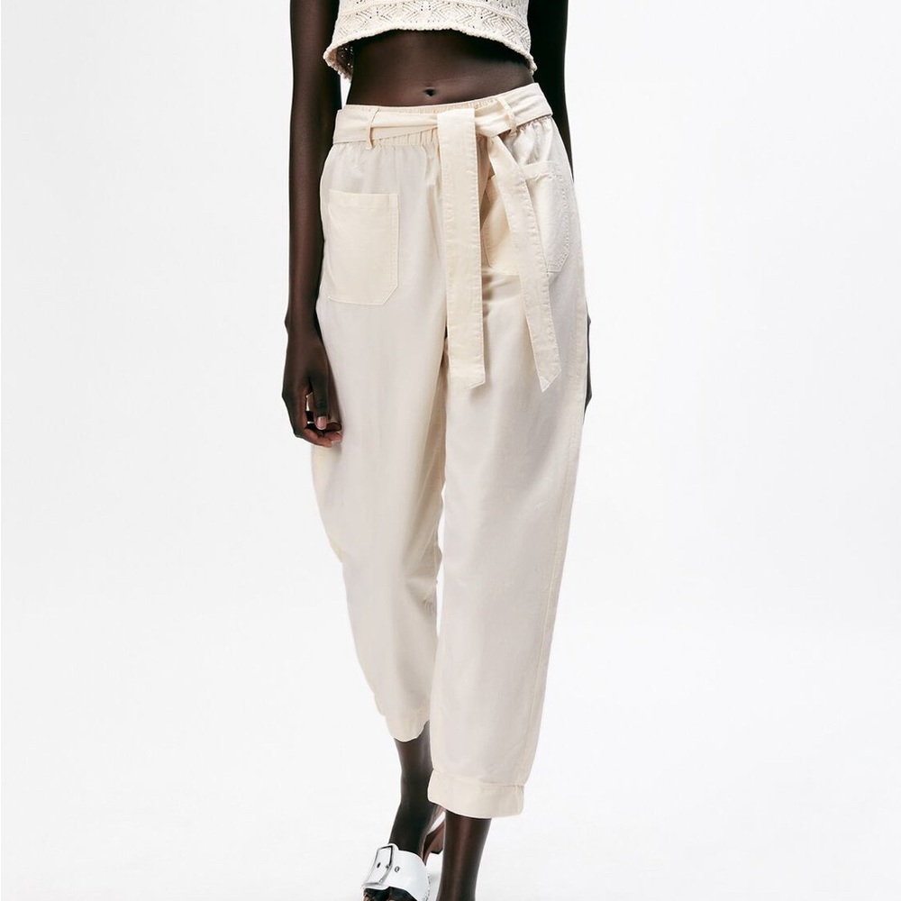 zara cream pants